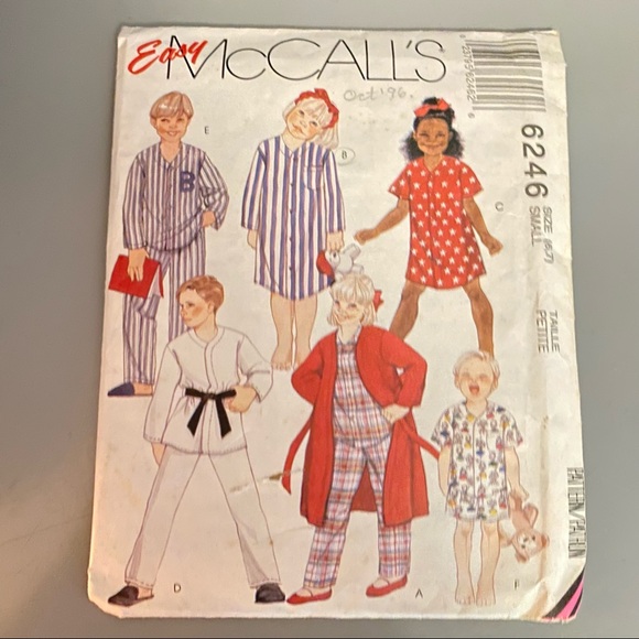 Vintage McCalls Childrebs PJs 6246 Sewing Pattern - Picture 1 of 14